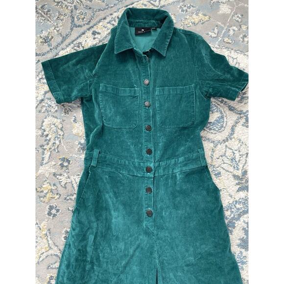LAZY OAF Green Corduroy Wide Crop Leg Boilersuit Jumpsuit - Sz 6 - Picture 5 of 11